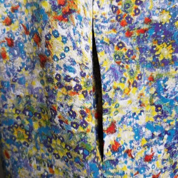 Rachel Roy Floral Print Dress • Tie Neck • Peek-a-Boo Sleeves • Flowy w/ Pockets - Picture 9 of 10